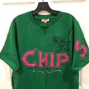 Burberry Chips, Short Sleeve Sweatshirt, Sz XS
